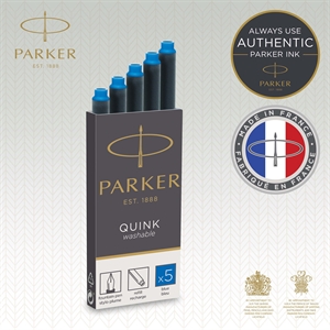 Parker vervangende lange vulpenpatronen uitwasbare blauwe inkt (5)